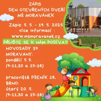 Den otevřených dveří v MŠ Moravánek, 5. 5. 2025 – 19. 5. 2025