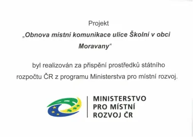 Obnova místní komunikace ulice Školní v obci Moravany